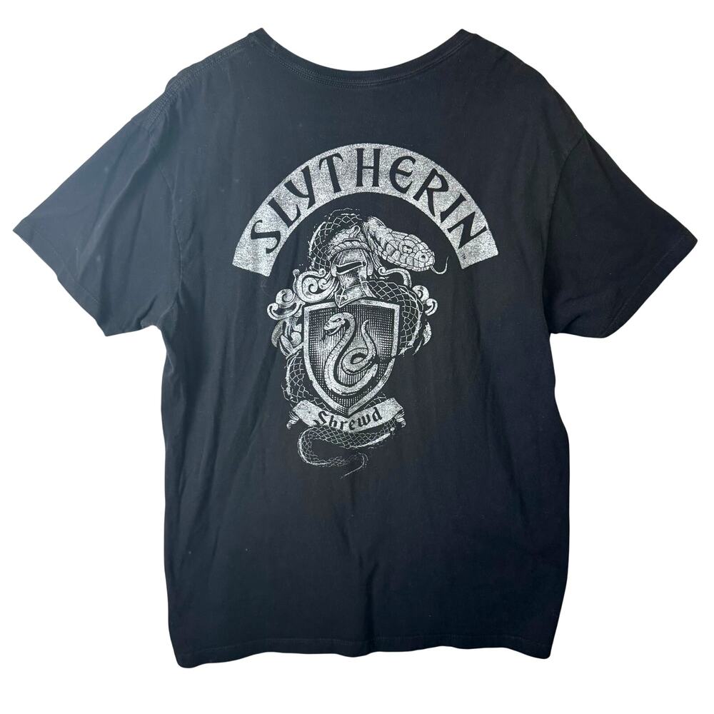 Mens Harry Potter Slytherin Graphic T-Shirt XL Black Snake Gothic Cotton Trip